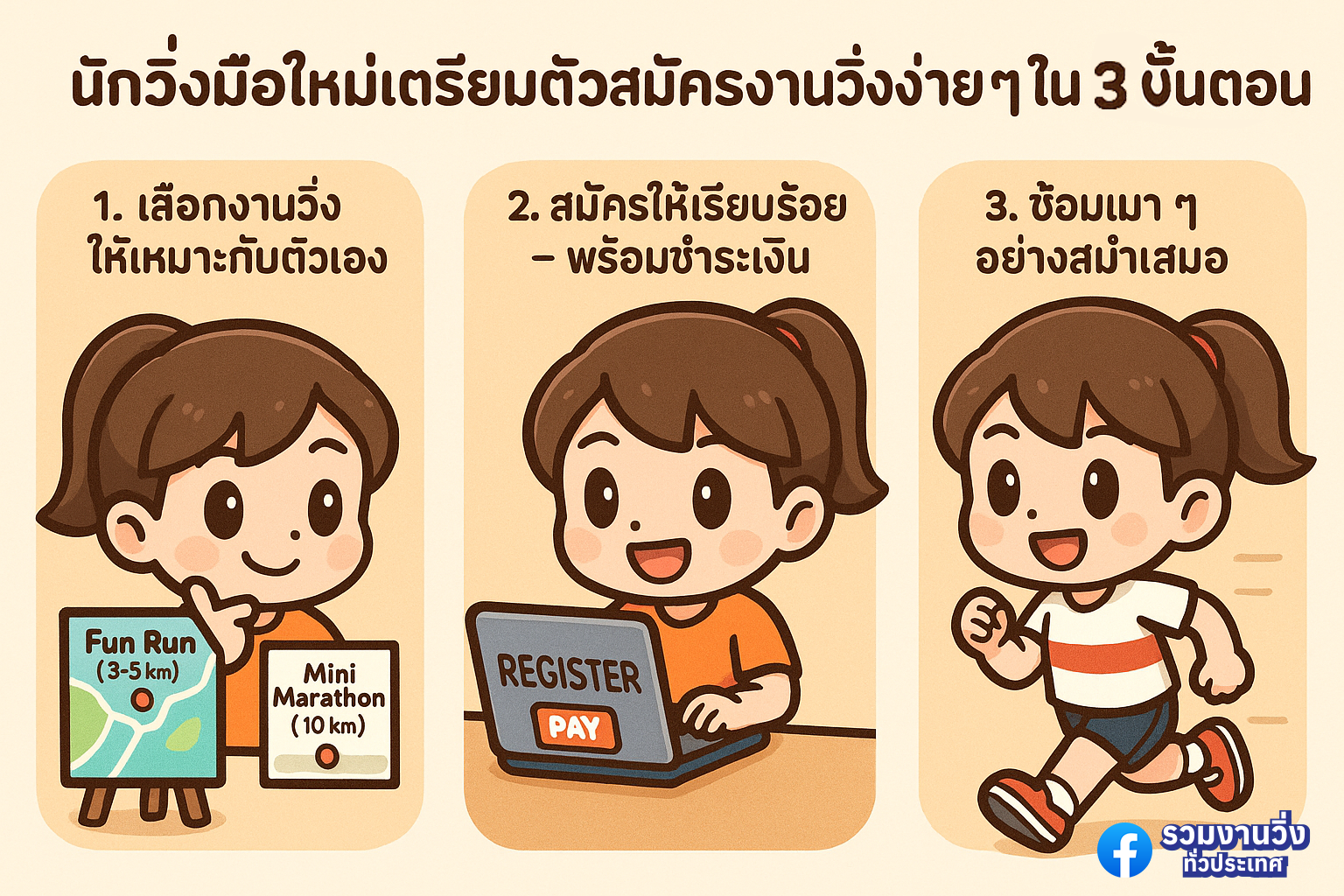 นักวิ่งมือใหม่เตรียมตัวสมัครงานวิ่งง่ายๆ ใน 3 ขั้นตอน